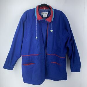 Vtg Country Concepts Plus 20 Jacket Windbreaker Grunge Indie Nautical 90’s Blue